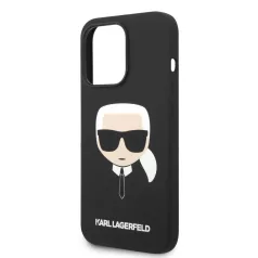   Karl Lagerfeld Liquid Silicone Karl Head Apple iPhone 14 Pro (6.1) hátlapvédő tok fekete (KLHCP14LSLKHBK)