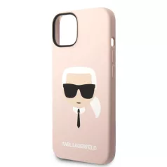   Karl Lagerfeld Liquid Silicone Karl Head Apple iPhone 14 (6.1) hátlapvédő tok pink (KLHCP14SSLKHLP)