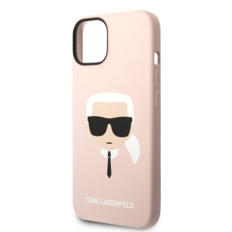 Karl Lagerfeld Liquid Silicone Karl Head Apple iPhone 14 (6.1) hátlapvédő tok pink (KLHCP14SSLKHLP)