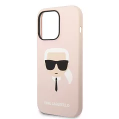   Karl Lagerfeld Liquid Silicone Karl Head Apple iPhone 14 Pro (6.1) hátlapvédő tok pink (KLHCP14LSLKHLP)