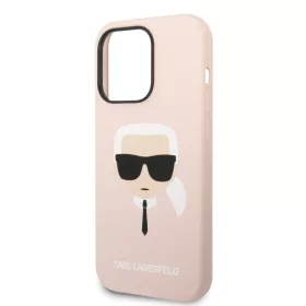   Karl Lagerfeld Liquid Silicone Karl Head Apple iPhone 14 Pro (6.1) hátlapvédő tok pink (KLHCP14LSLKHLP)