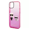 Karl Lagerfeld Gradient Karl and Choupette Apple iPhone 14 (6.1) hátlapvédő tok pink (KLHCP14STGKCP)
