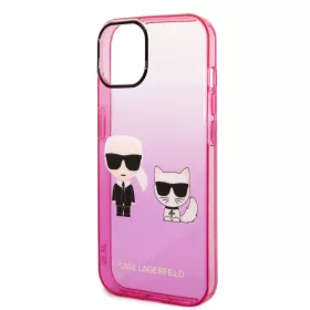   Karl Lagerfeld Gradient Karl and Choupette Apple iPhone 14 (6.1) hátlapvédő tok pink (KLHCP14STGKCP)