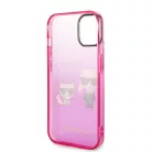 Karl Lagerfeld Gradient Karl and Choupette Apple iPhone 14 (6.1) hátlapvédő tok pink (KLHCP14STGKCP)