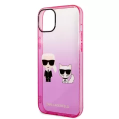   Karl Lagerfeld Gradient Karl and Choupette Apple iPhone 14 Plus (6.7) hátlapvédő tok pink (KLHCP14MTGKCP)