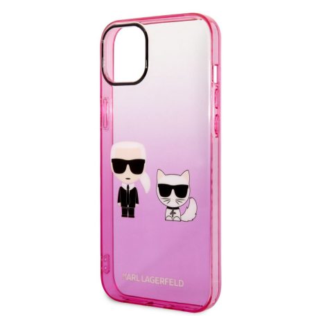 Karl Lagerfeld Gradient Karl and Choupette Apple iPhone 14 Plus (6.7) hátlapvédő tok pink (KLHCP14MTGKCP)