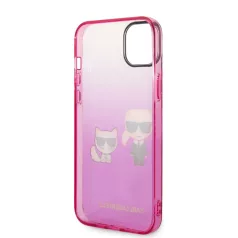   Karl Lagerfeld Gradient Karl and Choupette Apple iPhone 14 Plus (6.7) hátlapvédő tok pink (KLHCP14MTGKCP)