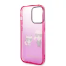 Karl Lagerfeld Gradient Karl and Choupette Apple iPhone 14 Pro (6.1) hátlapvédő tok pink (KLHCP14LTGKCP)