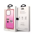 Karl Lagerfeld Gradient Karl and Choupette Apple iPhone 14 Pro (6.1) hátlapvédő tok pink (KLHCP14LTGKCP)