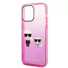   Karl Lagerfeld Gradient Karl and Choupette Apple iPhone 14 Pro Max (6.7) hátlapvédő tok pink (KLHCP14XTGKCP)