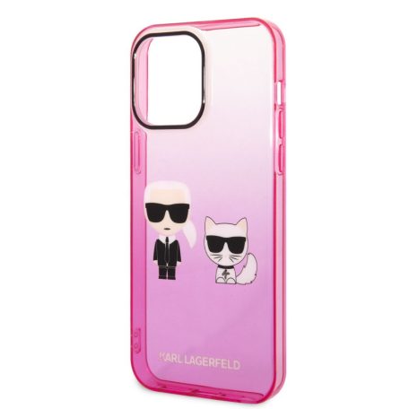 Karl Lagerfeld Gradient Karl and Choupette Apple iPhone 14 Pro Max (6.7) hátlapvédő tok pink (KLHCP14XTGKCP)