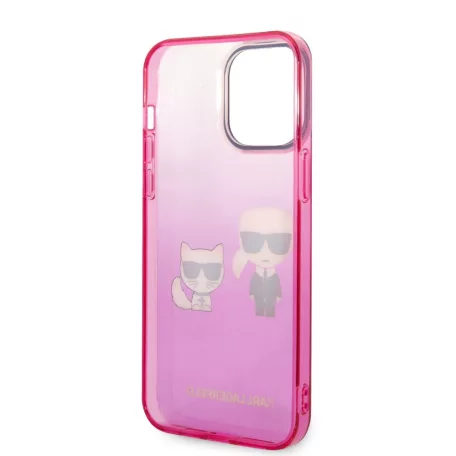 Karl Lagerfeld Gradient Karl and Choupette Apple iPhone 14 Pro Max (6.7) hátlapvédő tok pink (KLHCP14XTGKCP)