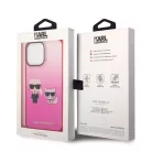 Karl Lagerfeld Gradient Karl and Choupette Apple iPhone 14 Pro Max (6.7) hátlapvédő tok pink (KLHCP14XTGKCP)