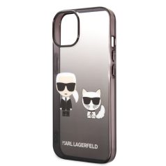   Karl Lagerfeld Gradient Karl and Choupette Apple iPhone 14 (6.1) hátlapvédő tok fekete (KLHCP14STGKCK)