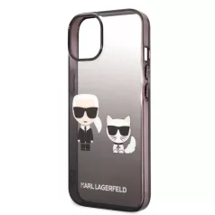   Karl Lagerfeld Gradient Karl and Choupette Apple iPhone 14 (6.1) hátlapvédő tok fekete (KLHCP14STGKCK)