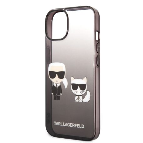 Karl Lagerfeld Gradient Karl and Choupette Apple iPhone 14 (6.1) hátlapvédő tok fekete (KLHCP14STGKCK)