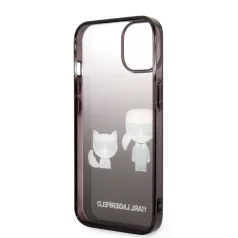   Karl Lagerfeld Gradient Karl and Choupette Apple iPhone 14 (6.1) hátlapvédő tok fekete (KLHCP14STGKCK)