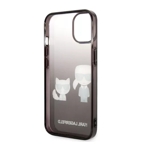 Karl Lagerfeld Gradient Karl and Choupette Apple iPhone 14 (6.1) hátlapvédő tok fekete (KLHCP14STGKCK)