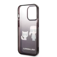   Karl Lagerfeld Gradient Karl and Choupette Apple iPhone 14 Pro (6.1) hátlapvédő tok fekete (KLHCP14LTGKCK)