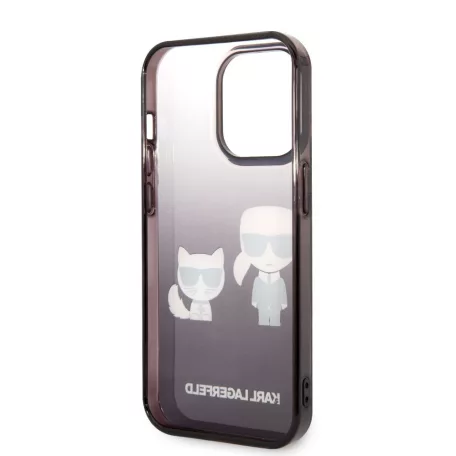 Karl Lagerfeld Gradient Karl and Choupette Apple iPhone 14 Pro (6.1) hátlapvédő tok fekete (KLHCP14LTGKCK)