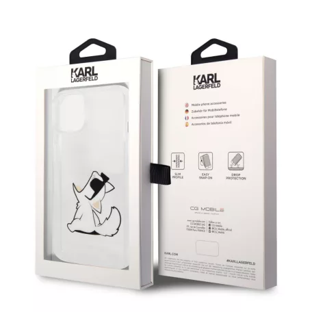 Karl Lagerfeld PC/TPU Choupette Eat Apple iPhone 14 (6.1) hátlapvédő tok átlátszó (KLHCP14SCFNRC)