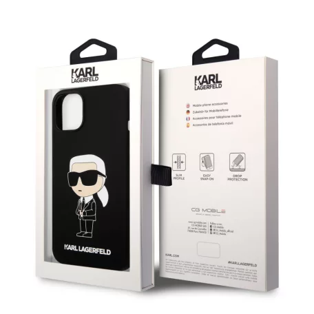 Karl Lagerfeld Liquid Silicone Ikonik NFT Apple iPhone 14 (6.1) hátlapvédő tok fekete (KLHCP14SSNIKBCK)
