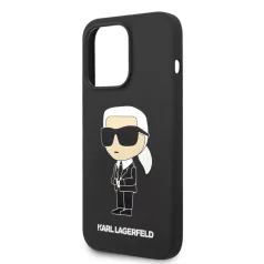   Karl Lagerfeld Liquid Silicone Ikonik NFT Apple iPhone 14 Pro (6.1) hátlapvédő tok fekete (KLHCP14LSNIKBCK)