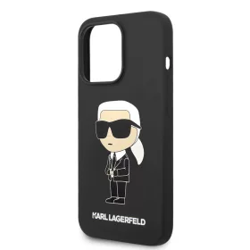   Karl Lagerfeld Liquid Silicone Ikonik NFT Apple iPhone 14 Pro (6.1) hátlapvédő tok fekete (KLHCP14LSNIKBCK)