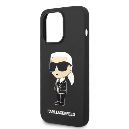 Karl Lagerfeld Liquid Silicone Ikonik NFT Apple iPhone 14 Pro (6.1) hátlapvédő tok fekete (KLHCP14LSNIKBCK)