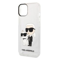   Karl Lagerfeld IML Glitter Karl and Choupette NFT Apple iPhone 14 Plus (6.7) hátlapvédő tok átlátszó (KLHCP14MHNKCTGT)