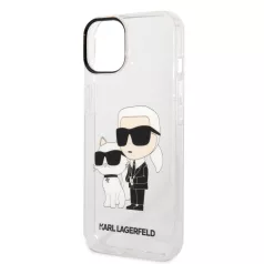   Karl Lagerfeld IML Glitter Karl and Choupette NFT Apple iPhone 14 Plus (6.7) hátlapvédő tok átlátszó (KLHCP14MHNKCTGT)