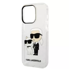   Karl Lagerfeld IML Glitter Karl and Choupette NFT Apple iPhone 14 Pro (6.1) hátlapvédő tok átlátszó (KLHCP14LHNKCTGT)