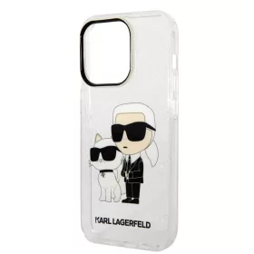   Karl Lagerfeld IML Glitter Karl and Choupette NFT Apple iPhone 14 Pro (6.1) hátlapvédő tok átlátszó (KLHCP14LHNKCTGT)