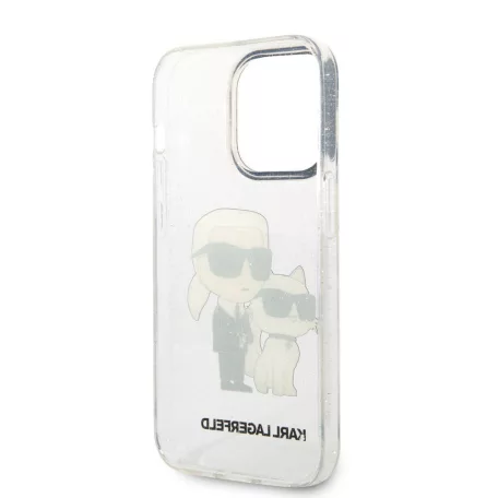 Karl Lagerfeld IML Glitter Karl and Choupette NFT Apple iPhone 14 Pro (6.1) hátlapvédő tok átlátszó (KLHCP14LHNKCTGT)