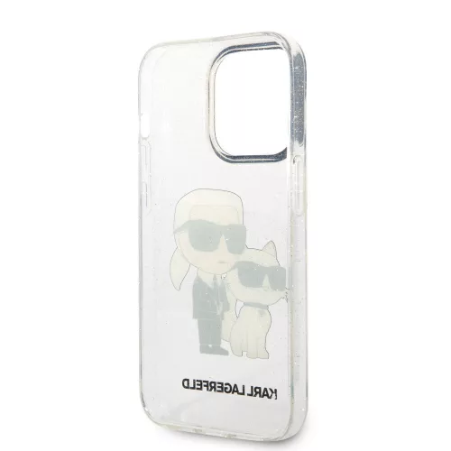 Karl Lagerfeld IML Glitter Karl and Choupette NFT Apple iPhone 14 Pro (6.1) hátlapvédő tok átlátszó (KLHCP14LHNKCTGT)