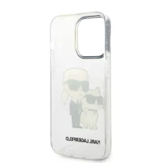   Karl Lagerfeld IML Glitter Karl and Choupette NFT Apple iPhone 14 Pro Max (6.7) hátlapvédő tok átlátszó (KLHCP14XHNKCTGT)
