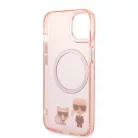 Karl Lagerfeld MagSafe Karl and Choupette Apple iPhone 14 (6.1) hátlapvédő tok pink (KLHMP14SHKCP)