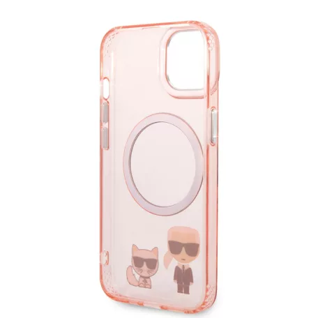 Karl Lagerfeld MagSafe Karl and Choupette Apple iPhone 14 (6.1) hátlapvédő tok pink (KLHMP14SHKCP)