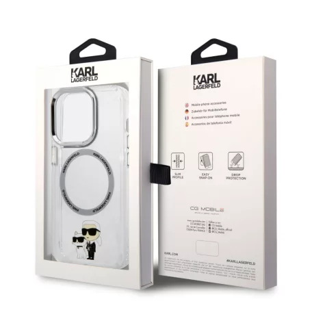 Karl Lagerfeld IML Karl and Choupette NFT MagSafe Apple iPhone 14 Pro (6.1) hátlapvédő tok átlátszó (KLHMP14LHNKCIT)