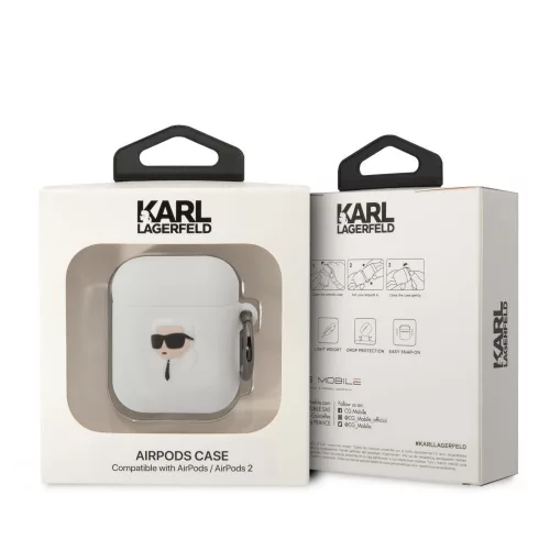 Karl Lagerfeld Logo NFT Karl Head Apple AirPods 1/2 szilikon tok fehér (KLA2RUNIKH)