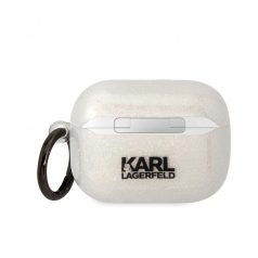   Karl Lagerfeld 3D Logo NFT Karl and Choupette TPU Glitter Apple Airpods Pro szilikon tok fehér (KLAPHNKCTGT)