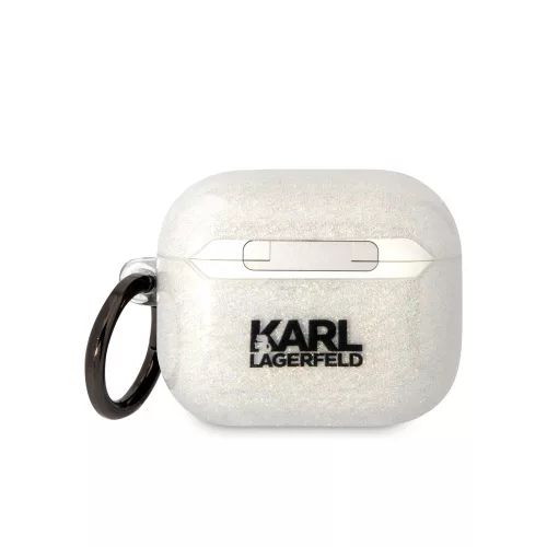 Karl Lagerfeld 3D Logo NFT Karl and Choupette TPU Glitter Apple Airpods 3 szilikon tok fehér (KLA3HNKCTGT)