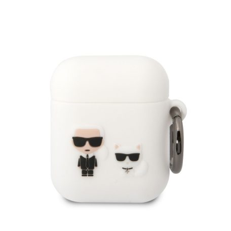 Karl Lagerfeld and Choupette Apple AirPods 1/2 szilikon tok fehér (KLACA2SILKCW)