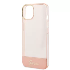   Guess Apple iPhone 14 Plus (6.7) PC/TPU Camera Outline Translucent hátlapvédő tok pink (GUHCP14MHGCOP)