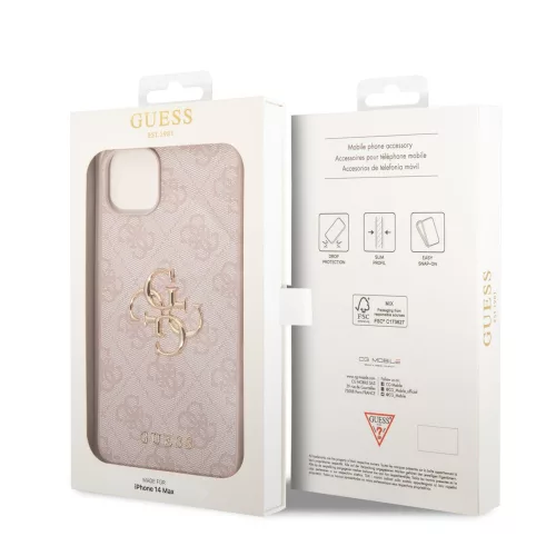 Guess Apple iPhone 14 (6.1) 4G Metal Logo hátlapvédő tok pink (GUHCP14S4GMGPI)