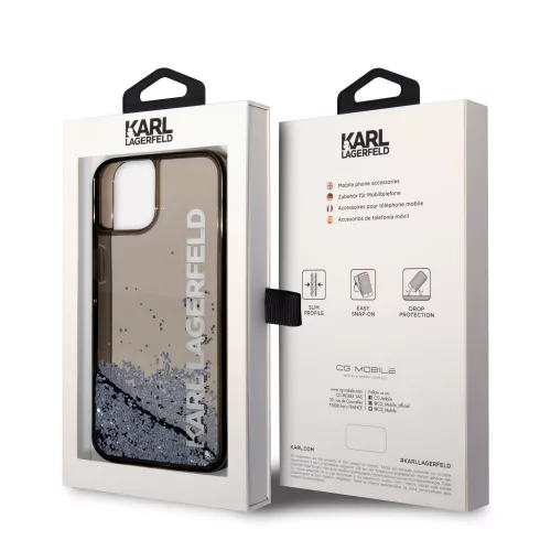 Karl Lagerfeld Translucent Liquid Glitter Apple iPhone 14 Plus (6.7) hátlapvédő tok fekete (KLHCP14MLCKVK)