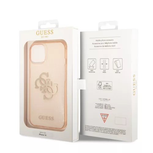 Guess Apple iPhone 14 Pro (6.1) Big 4G Full Glitter hátlapvédő tok arany (GUHCP14LPCUGL4GGO)