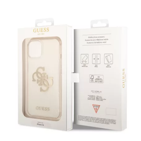 Guess Apple iPhone 14 Pro (6.1) Big 4G Full Glitter hátlapvédő tok átlátszó (GUHCP14LPCUGL4GTR)