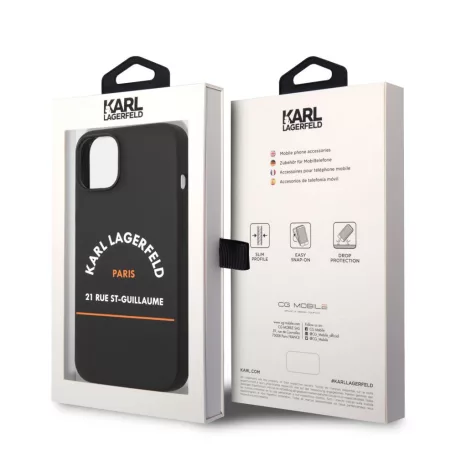 Karl Lagerfeld Rue St Guillaume Apple iPhone 14 Plus (6.7) hátlapvédő tok fekete (KLHCP14MSRSGHLK)
