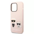 Karl Lagerfeld and Choupette Liquid Silicone Apple iPhone 14 Pro Max (6.7) hátlapvédő tok pink (KLHCP14XSSKCI)